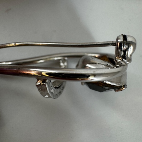 Vintage Brooch Bond Boyd Sterling Smoky Grey Rhinestone Round 60's Pin - Picture 9 of 10